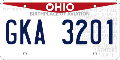 OH license plate GKA3201