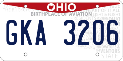OH license plate GKA3206
