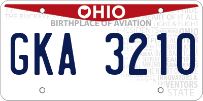 OH license plate GKA3210