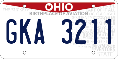 OH license plate GKA3211