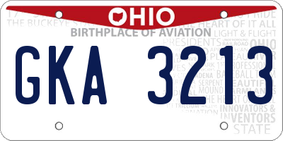OH license plate GKA3213