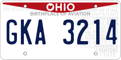 OH license plate GKA3214