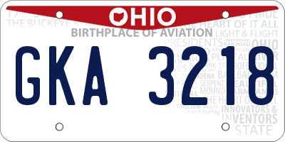 OH license plate GKA3218