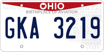 OH license plate GKA3219