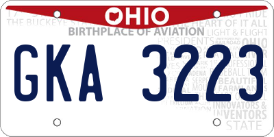 OH license plate GKA3223