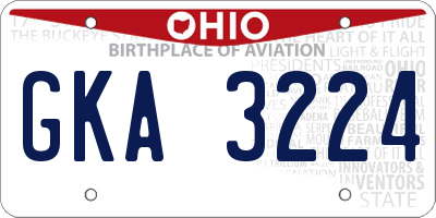OH license plate GKA3224