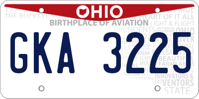 OH license plate GKA3225