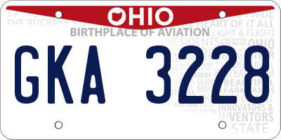 OH license plate GKA3228