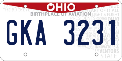OH license plate GKA3231