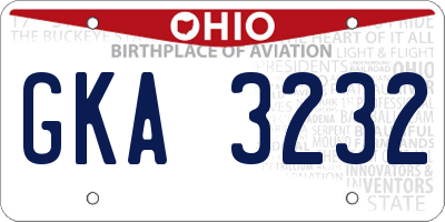 OH license plate GKA3232