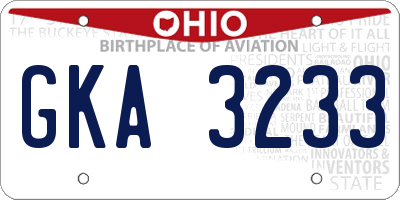 OH license plate GKA3233