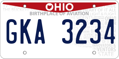 OH license plate GKA3234