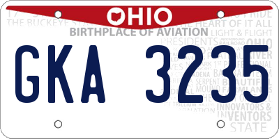 OH license plate GKA3235