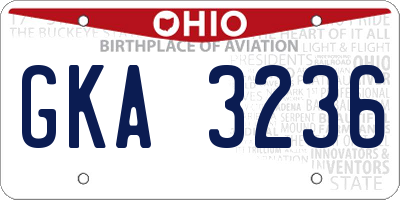 OH license plate GKA3236