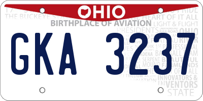 OH license plate GKA3237