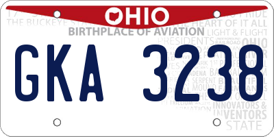 OH license plate GKA3238