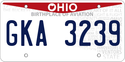 OH license plate GKA3239