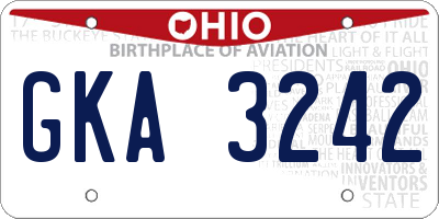 OH license plate GKA3242