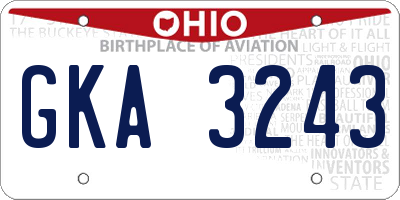 OH license plate GKA3243