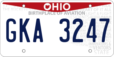 OH license plate GKA3247
