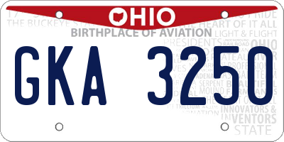 OH license plate GKA3250