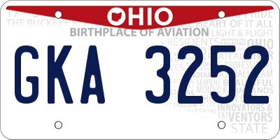 OH license plate GKA3252