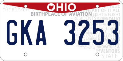 OH license plate GKA3253