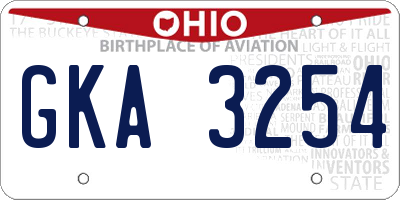 OH license plate GKA3254
