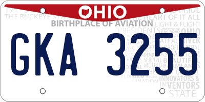 OH license plate GKA3255