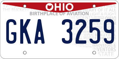 OH license plate GKA3259