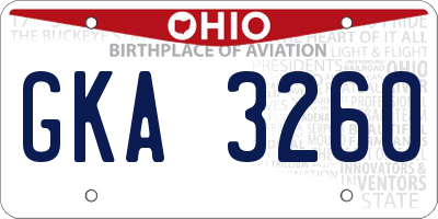 OH license plate GKA3260