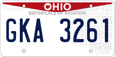 OH license plate GKA3261