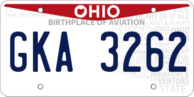 OH license plate GKA3262