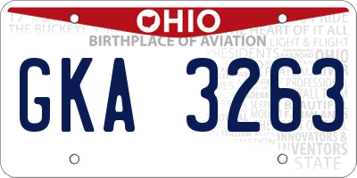 OH license plate GKA3263
