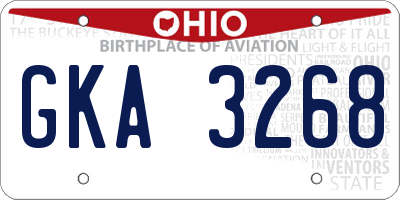 OH license plate GKA3268