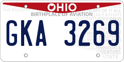 OH license plate GKA3269