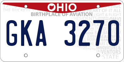 OH license plate GKA3270