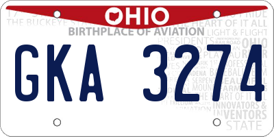 OH license plate GKA3274