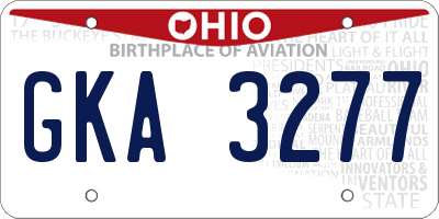 OH license plate GKA3277