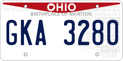 OH license plate GKA3280