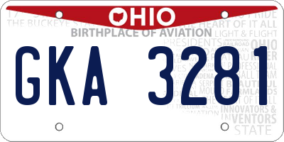 OH license plate GKA3281
