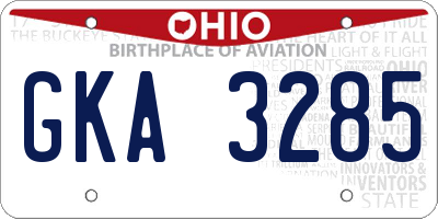 OH license plate GKA3285