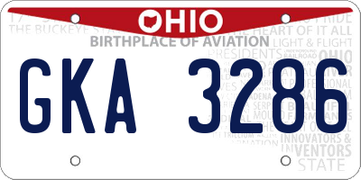 OH license plate GKA3286