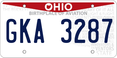 OH license plate GKA3287