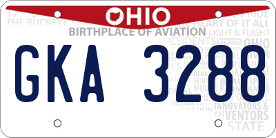OH license plate GKA3288