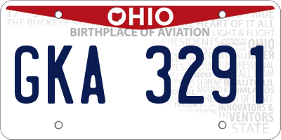 OH license plate GKA3291