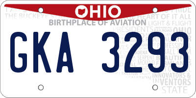 OH license plate GKA3293