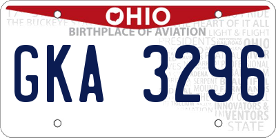 OH license plate GKA3296