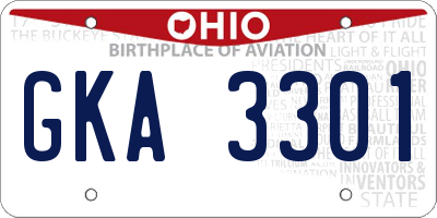 OH license plate GKA3301