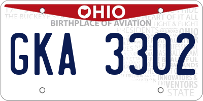 OH license plate GKA3302